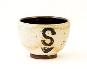 Falter - bowl small brown and white with S