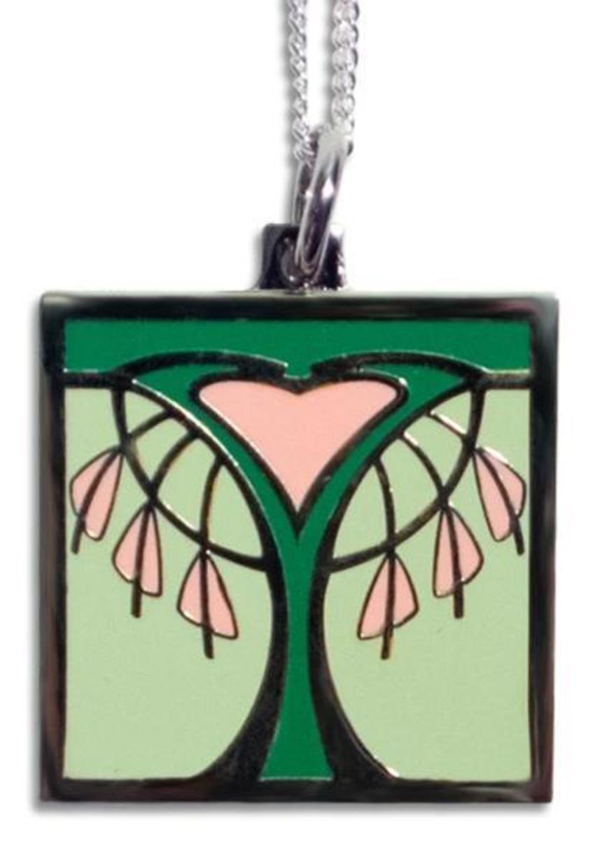 Motawi Tileworks - Necklace - Bleeding Heart Pendant (Green Salmon)