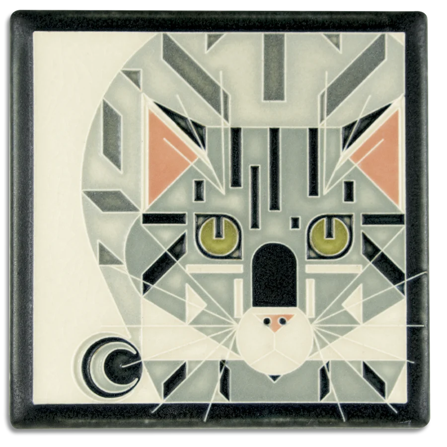 Motawi Tileworks - 6"x6" Tile - 'Catnip' (Grey) #6687