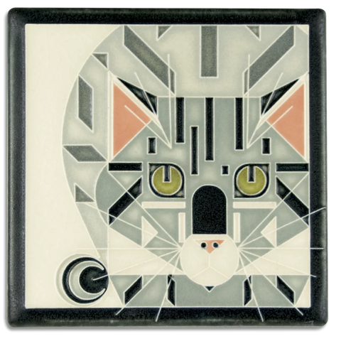 Motawi Tileworks - 6"x6" Tile - 'Catnip' (Grey) #6687