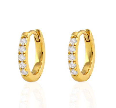 Kris Nations - Earrings - Crystal Huggie Hoop (18K Gold Vermeil) #E759-G-CRYS