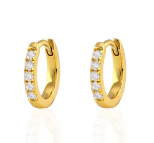 Kris Nations - Earrings - Crystal Huggie Hoop (18K Gold Vermeil) #E759-G-CRYS