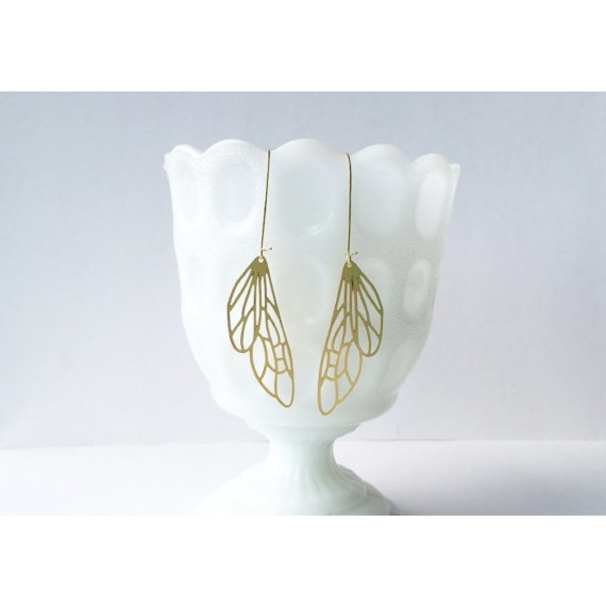 A Tea Leaf - Earrings - Insect Wing - Gold