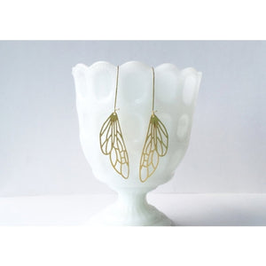A Tea Leaf - Earrings - Insect Wing - Gold