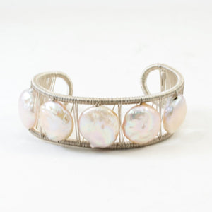 Acton - 7/8" Basic SS Cuff with Pink Hematite