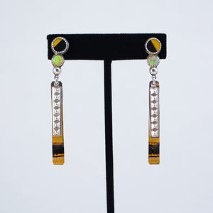 Amuck Design - Earrings - Curve in the Road Street Sign NY License Plate - Synthetic Opal - Sterling Silver