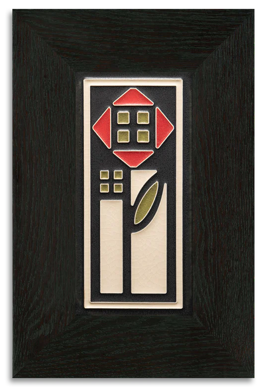 Motawi Tileworks - 4"x 8" Tall Tile - Kolo Rose (Red) #4891