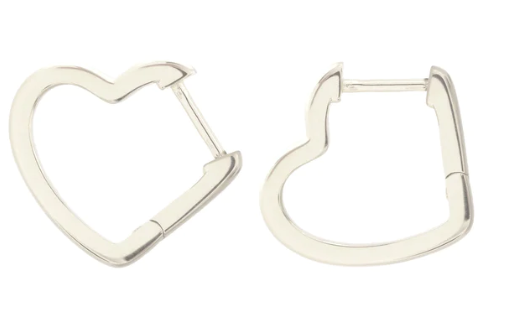 Kris Nations - Earrings - Open Heart Hinged Huggie (Sterling Silver) #E761-S
