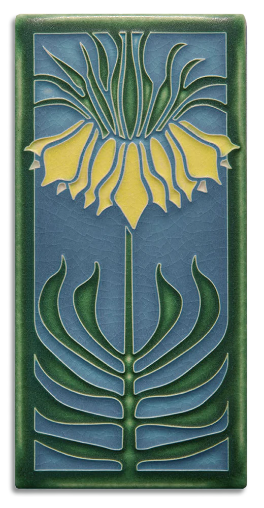Motawi Tileworks - 4"x 8" Tall Tile - Persian Lily (Blue)