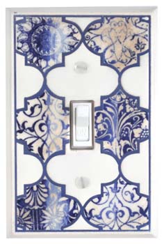 All Fired Up - Single Switchplate - 'Quatrefoil Blue'