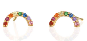 Kris Nations - Earrings - Rainbow Arc Crystal Studs (18K Gold Vermeil) #E763-G