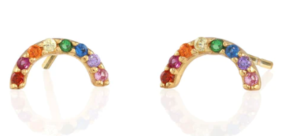 Kris Nations - Earrings - Rainbow Arc Crystal Studs (18K Gold Vermeil) #E763-G