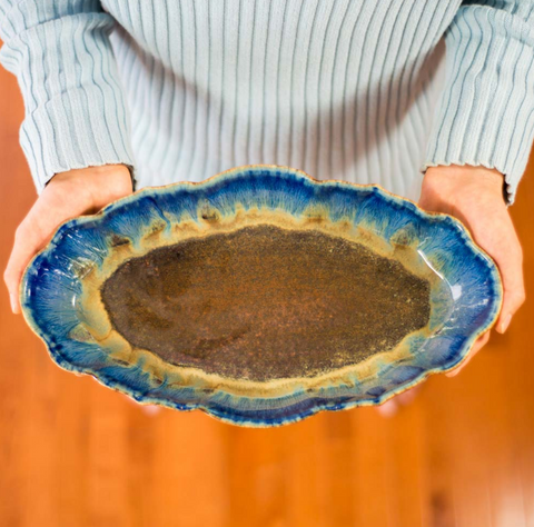 Blanket Creek Pottery - Scalloped Platter (Amber Blue)