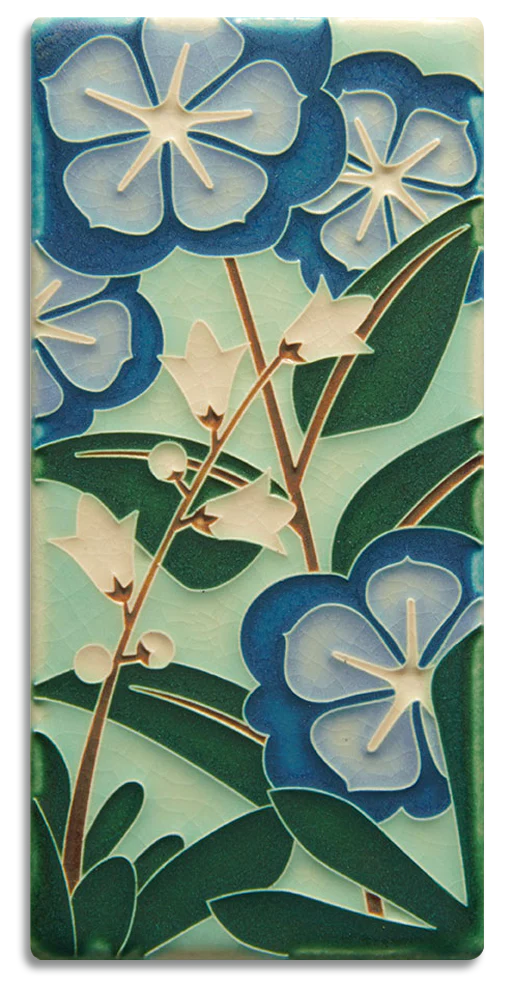 Motawi Tileworks - 4"x 8" Tile - 'Starry Flowers' (Blue) #4816