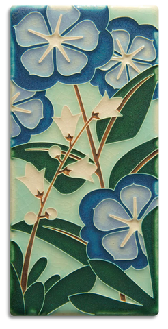 Motawi Tileworks - 4"x 8" Tall Tile - Starry Flowers (Blue) #4816