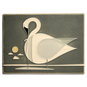 Motawi Tileworks - 6"x 8" Tile - Trumpeter Swan (Grey)