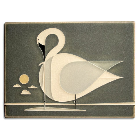 Motawi Tileworks - 6"x 8" Tile - Trumpeter Swan (Grey)